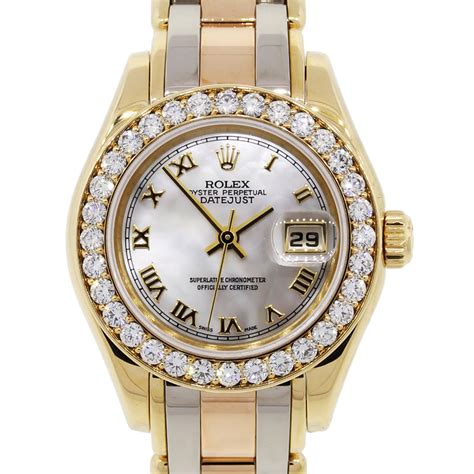 rolex ladies tridor diamond bezel|rolex lady datejust bracelet.